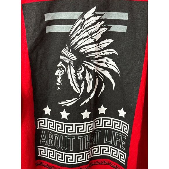 Native American Tee Chief Indian Red Black Shirt About That Life Side Profile 3X - Picture 2 of 4